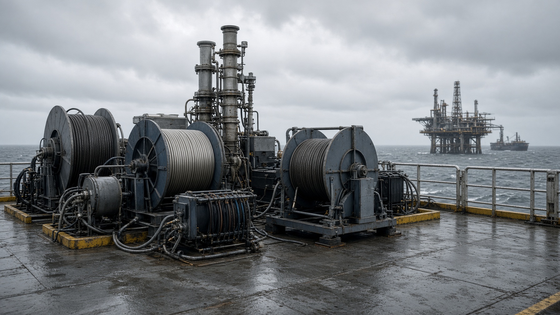 Intervention equipment staged for a compact offshore campaign
