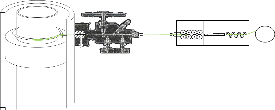 NanoCoil entering the hydraulic control line at the wellhead — millimetre-scale access without pulling tubing